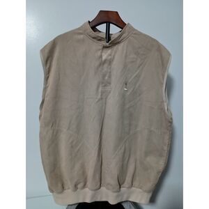 ZERO Restriction Golf Outerwear -Vest, Beige 1/4 Inch Snap Buttons, Men's Size L